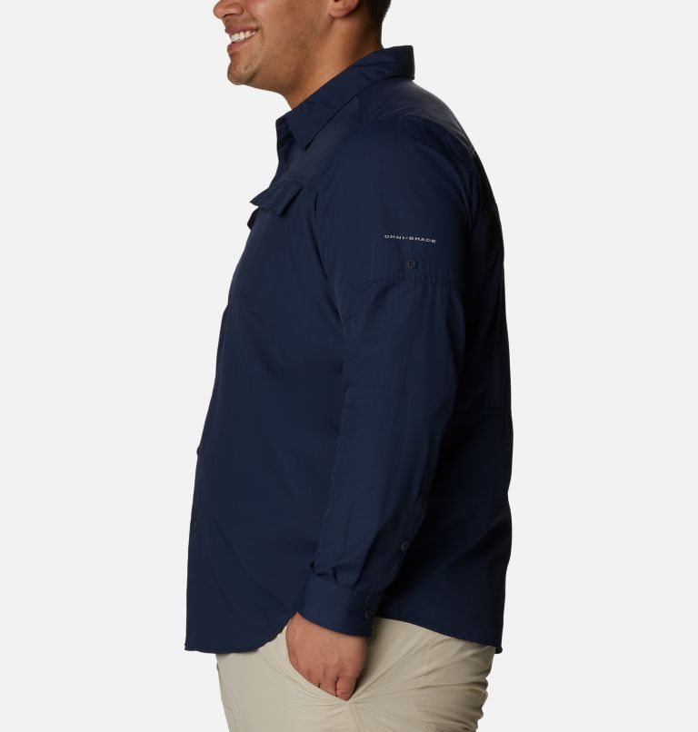 Men's Columbia Silver Ridge 2.0 Long Sleeve Shirts Navy | Plus Size CA-Q46L1
